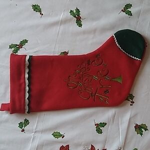 Large Fleece Christmas Stocking Embroidered Oh Christmas Tree